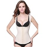 WONDER-BEAUTY Women's Fat Burner Nude Latex Trainer Vest 3 Row Hook Underbust Cincher