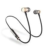 Picun H6 Wireless Earbuds with Magnetic Design In-Ear Sports Sweatproof Earphones with Stereo Bass Bluetooth Headset Noise Cancelling Headphones with Mic for Running/Jogging/Walking (Gold)