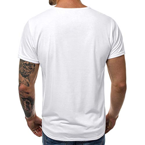 Ximandi Fashion Men's 3D Printing Round Neck Casual Short Sleeve Shirt Top Blouse White - Thumbnail 4