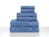 SALBAKOS 6 Piece Bath Towel Set - Turkish Luxury Hotel & Spa Collection - OEKO-TEX Organic - Eco-Friendly Turkish Cotton (Blue)