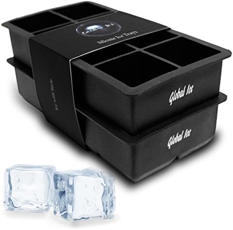 Global Ice Big Ice Cube Block Twin Set Square Ice Silicone Molds Combo in Popular Large Cube Ice Trays Luxury Brand