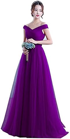Nicefashion Women's Plus Size Off Shoulder Empire Tulle Long Debutante Ball Dresses Purple US18W