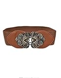 King Ma Women's Fashion Vintage Wide Elastic Stretch Waist Belt Waistband (brown)
