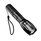 HeQiao Bright 3 Modes LED Handheld Flashlights 3800 Lumens Tactical Flashlight Torch for Outdoor Camping Hiking Riding Hunting Blackouts Emergencies-Black