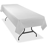 Tablemate Table Set Rectangular Table Cover, Heavyweight Plastic, 54" X 108", White, 6/pack