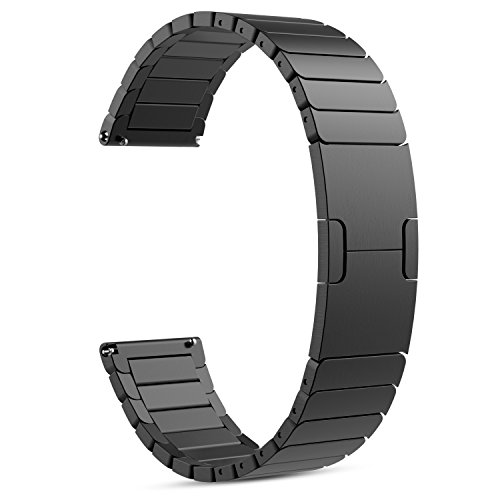 Fitbit Blaze Watch Band, MoKo Stainless Steel Replacement Smart Watch Band Link Bracelet with Double Button Folding Clasp for Fitbit Blaze Smart Fitness Watch, Watch NOT Included - BLACK