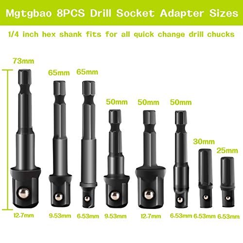 【2019 NEW 】12pcs Drill Socket Adapter and Reducer Set, Extension Set Turns Power Drill Into High Speed Nut Driver. 1/4", 3/8", and 1/2" Drive …