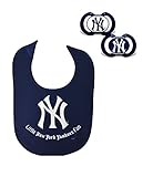 Official MLB Fan Shop Authentic Baby Pacifier and Bib Set. Start The Little Ones Out Early in Joining The Number One Major League Baseball Fans (New York Yankees)