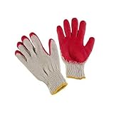 G & F 3106-10 String Knit Palm, Latex Dipped Nitrile Coated Work Gloves For General Purpose, 10-Pairsper Pack, Red, Large