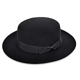 Vbiger Bowler Hat Fedora Wool Hats Flat Brim Derby Hats for Women