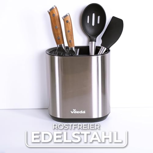 Küchen Organizer Edelstahl - Behälter zur Aufbewahrung von Kochutensilien - Küchenhelfer Kochbesteck Halter - Utensilienhalter Kochlöffel Ständer - Utensilienbehälter Küche