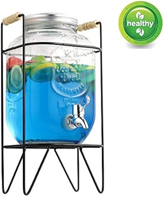 glass water dispenser with metal spigot