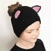 Kids Lovely Cartoon Winter Cable Knit Ear Thermal Headband Cold Weather Enhanced Warm Fleece Fuzzy Lined Croched Stretchy Headwrap Thick Hat Cap for Children Toddler Boy Girl (Black)thumb 2