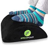 ErgoFoam Ergonomic Foot Rest Under Desk | Premium Velvet Soft Foam Footrest for Desk | Most Comfortable Desk Foot Rest in The World for Lumbar, Back, Knee Pain | Foot Stool Rocker (Black)