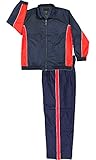 Mens Nylon Full Zip Mesh Running Track Suit Set,Large,Navy/Red/White