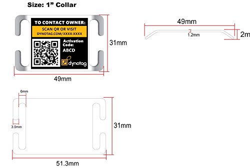Dynotag Web/GPS Enabled QR Code Smart Stainless Steel SLIDER Pet Tag (OPEN SLOT, Tag only, for 1 inch Collar Band)