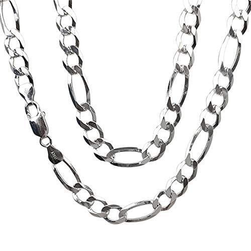 Treasure Bay 8mm Solid 925 Sterling Silver Figaro Chain Available in 50cm and 55cm - Men's Silver Chain (60)