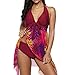 Women Fshino Print Swimwear Tankini Mesh Patchwork Print Hem Halter Swimdress Plus Size ℘Shusuen℘thumb 4