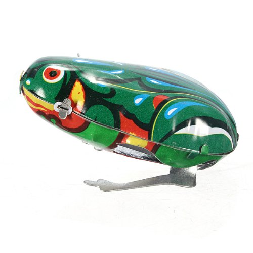 Vintage Metal Wind-up Jumping Frog Clockwork Tin Toys Classic Gift // Metal de la vendimia de salto juguetes de hojalata de relojerÃ­a rana de cuerda