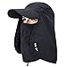 YCHY Folding Fishing Hat 360° Solar Protection UPF 50+ Unisex Flat Sun Caps Removable Neck&Face Flap Cover Hats for Hiking,Fishing,Hunting,Backpacking,Cycling, Camping,Outdoor Sports (Black)