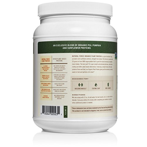 Organic Plant Protein – Unflavored, Best Tasting Vegan Protein Powder* - Complete Plant Based Protein, Delicious in Shakes and Smoothies, Gluten Free, Non-GMO by Natural Force, 15.24 Ounce