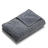YnM Minky Duvet Cover for Weighted Blankets (60''x80'') - Grey Square Stitch Print