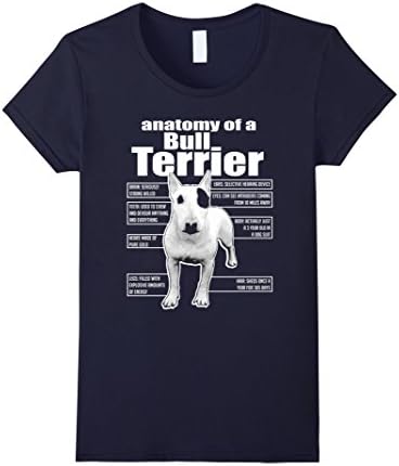 Women's ANATOMY OF A BULL TERRIER T-SHIRTS || FUNNY BULL TERRIER TEE Medium Navy