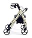 Comodità Prima Rolling Walker, Wheeled Rollator with Extra Wide Seat and Brakes for Adults and Seniors, Easy Folding, Metallic Champagne