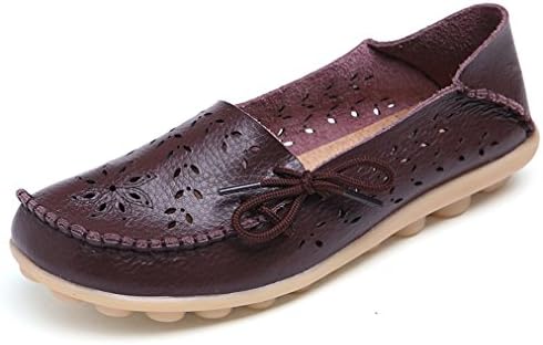 Woman Spring Fall Comfortable Slip-on Beanie Flats Driving Zapatos Shoes (9B(M) US, Coffee)