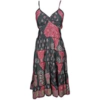 Mogul Interior Womens Angel Spaghetti Strap Sundress Recycled Silk Resort Beach Dresses Onesize