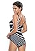 Dokotoo Womens Classic Stripes Push Up Padded High Cut Underwire Plus Size Color Block One Piece Swimsuit Monokini Black XL