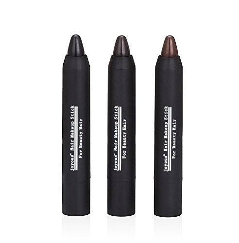 Professional Hair Chalk Pens Temporary Hair Dye Non-toxic Hair Color Crayon Cover White Hair Color Patch (3packs-black-dark Brown-coffee) by Joyous