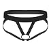 ACSUSS Men's Stretch Nylon Underwear Metal O-Ring Jockstrap Lingerie T-back Thongs Black Medium