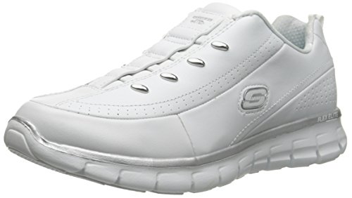 Skechers Sport Women's Elite Class Fashion Sneaker, White/Silver, 11 XW US