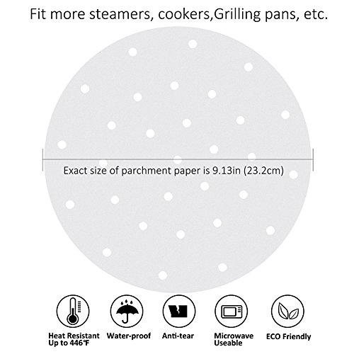 Air Fryer Parchment Paper Liners, 400 pcs 9 Inch LC-dolida Non-Stick Parchment Paper Circles Sheets Round for Bamboo Steamer/Steaming Basket/Baking Cakes/Cooking - Thumbnail 6
