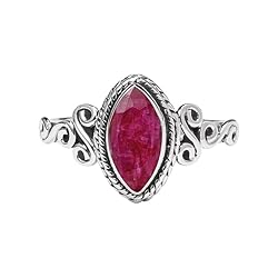 Ruby Stone Ring 925 Sterling Silver Statement Ring