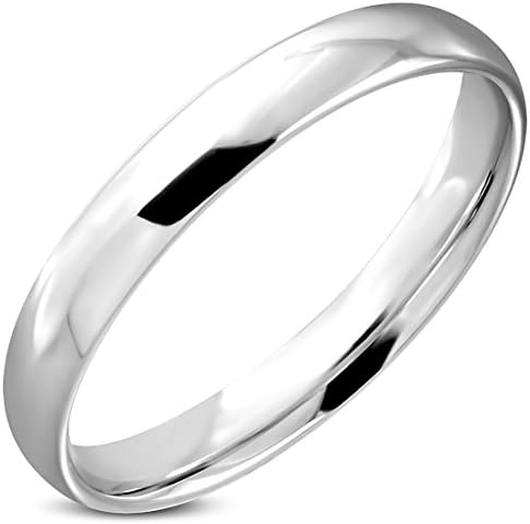 Stainless Steel Engravable Half-Round 4mm Plain Wedding Band Ring - Size 7