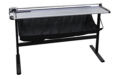 United United RT51S; 51" Rotary Trimmer With Metal Stand, 10 Sheet Capacity With Carbon Steel Blade, Safety Cutting Head Hand Guard, And Solid Steel Construction, Grey