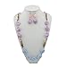 Bocar Newest Long Chunky Beads Necklace and Earrings Set for Women Gift (NK-10456-pink+Purple)