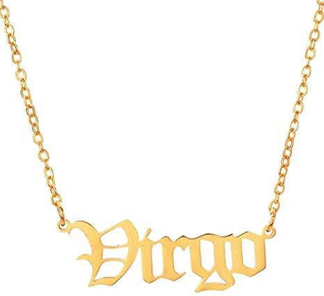 Amazon Co Jp 12文字のペンダントネックレス星座蠍座古英語牡羊座牡牛座双子座蟹座の星座レオ ネックレス友情 Metal Color Gold Virgo ホーム キッチン