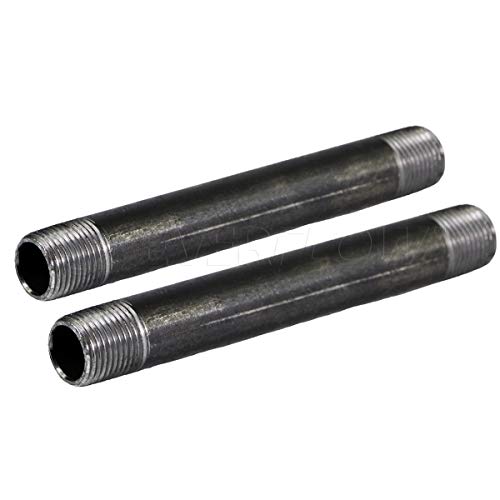 Everflow Supplies NPBL1280-2 Steel Nipple Pipe, 1/2" x 8", Black