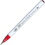 Kuretake ZIG Clean Color Real Brush Pen, Geranium Red Ink