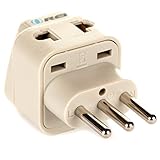 OREI Grounded Universal 2 in 1 Plug Adapter Type L for Italy, Uruguay & more - High Quality - CE Certified - RoHS Compliant WP-L-GN