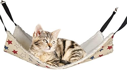 Hanging Cat Hammock - Ferrets Too! Simply Attach to Chair / Cage / Tower- Creates Large Bed for Your Pet - 21” x 13”!