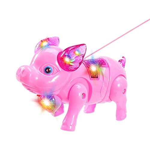 XUEKUN My Pet Pig Electric Walking Singing Musical Light Up Pig Toy