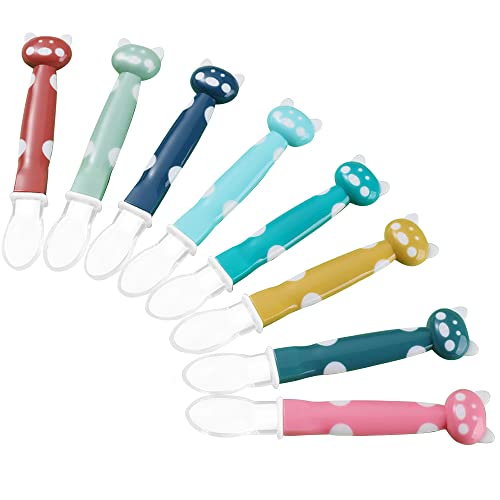 BEST First Stage Baby Infant Spoons, 8Pack,Soft Silicone Baby Spoons Training Spoon Gift Set