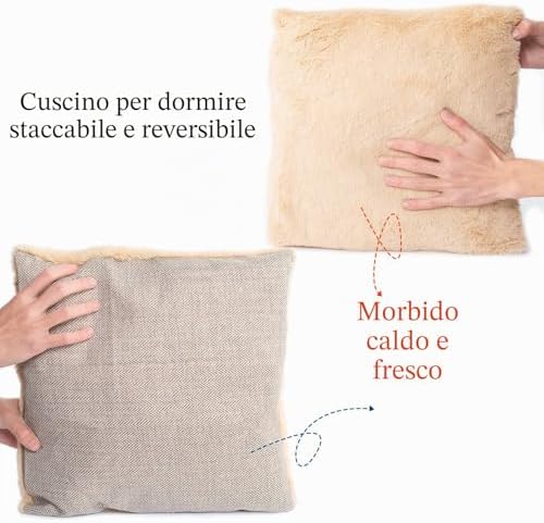 Cuccia da interni per gatti, lettino a cupola stile tenda, con cuscino imbottito rimovibile e lavabile, autoriscaldante