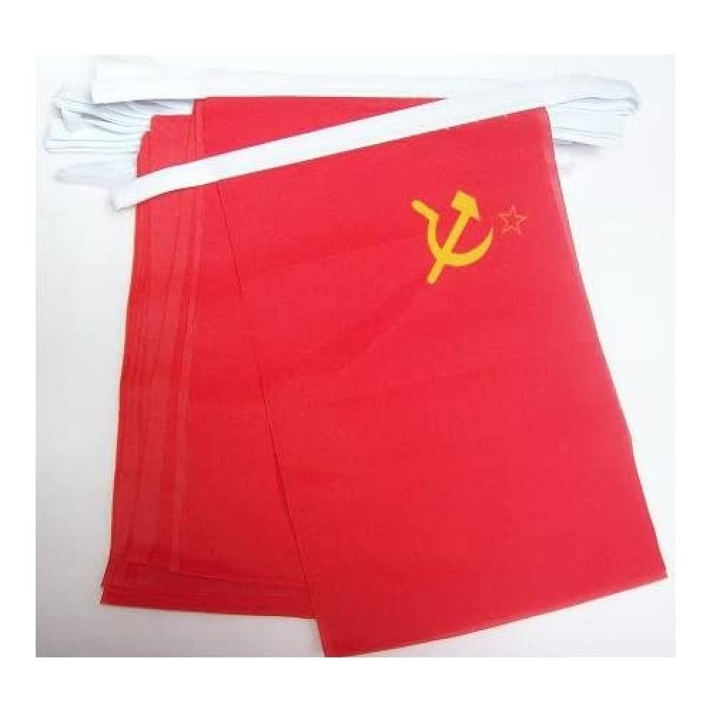 AZ FLAG USSR Bunting Flag, 20 Ft Garland 20 Small Red comunist Flags 8'' x 6'', 100% Polyester String Pennant, 6 meters — image 1