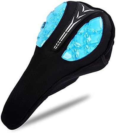 Gel Seat Cover Bicycle Saddle Cushion for Indoor Cycling and Long Outdoor Rides Fits Cruiser and Stationary Bikes (Black)
