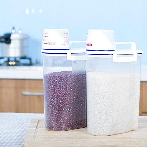 JISETY Storage Convenient Organizer Rice Bucket Grain Container Cereal Bean Sealed Box with Measuring Cups
